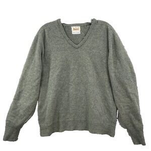 Vintage Campus 100% Virgin Lambs Wool Wool Sweater Men 46 Preppy Academia V-neck